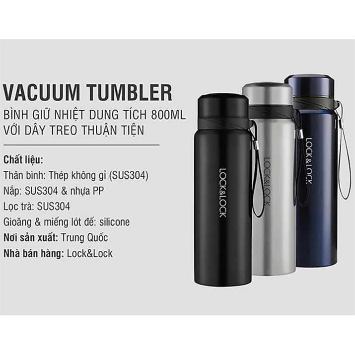 Bình Giữ Nhiệt Bằng Thép Không Gỉ Lock&Lock Vacuum Bottle LHC6180SLV (800ML)… 1