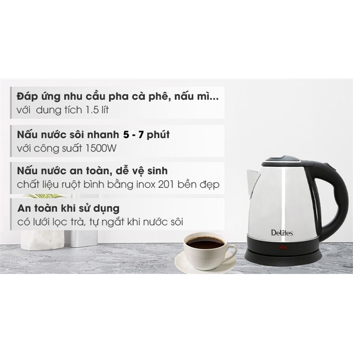 Bình đun siêu tốc Delites 1.5 lít ST15S01 1