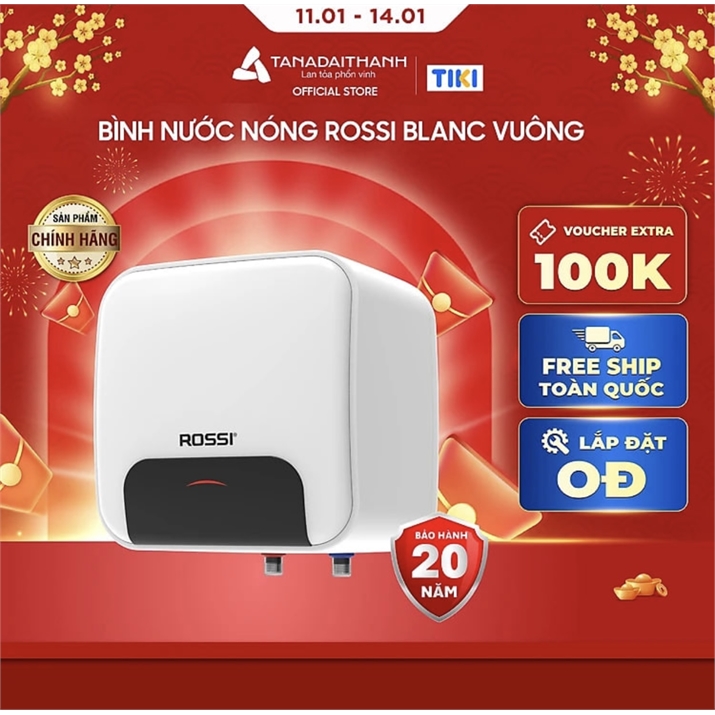 Bình nóng lạnh gián tiếp Rossi Blanc Vuông (15/20/30 Lít) - Chính hãng, Bảo Hành 20 năm 3