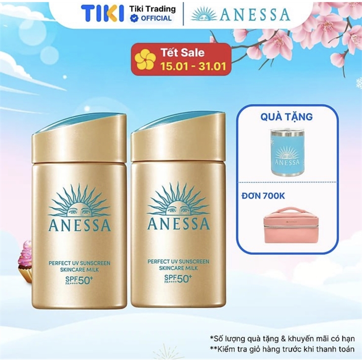 Bộ đôi Kem chống nắng dạng sữa dưỡng da kiềm dầu bảo vệ hoàn hảo (Anessa Gold Milk 60ml x2).. 3