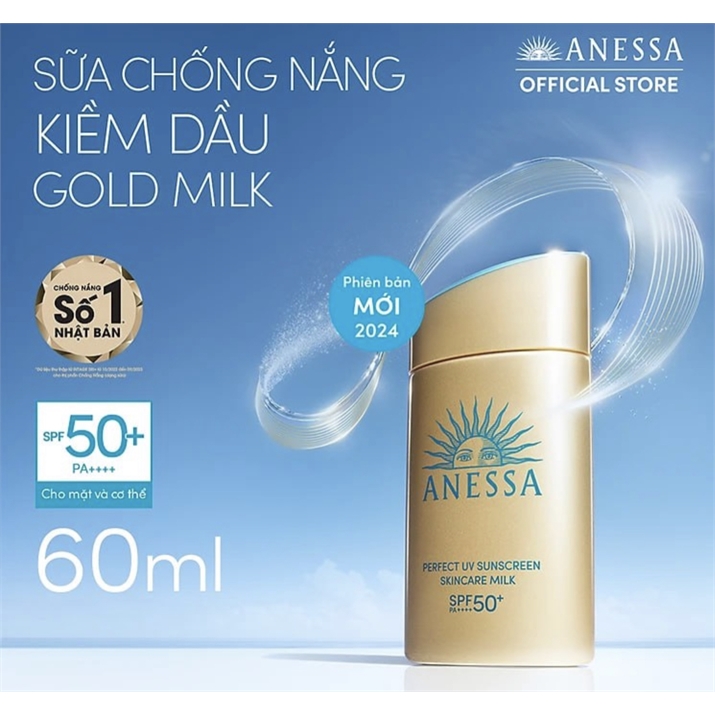 Bộ sữa chống nắng dưỡng da kiềm dầu bảo vệ hoàn hảo SPF50+ PA++++ 60ml và Serum dưỡng da và phục hồi da sau nắng 180ml Anessa.. 3