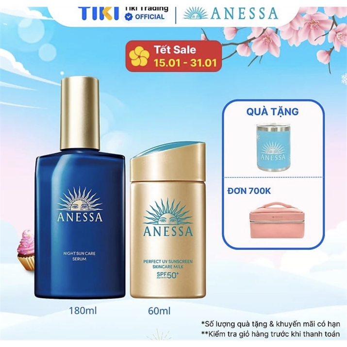 Bộ sữa chống nắng dưỡng da kiềm dầu bảo vệ hoàn hảo SPF50+ PA++++ 60ml và Serum dưỡng da và phục hồi da sau nắng 180ml Anessa.. 5