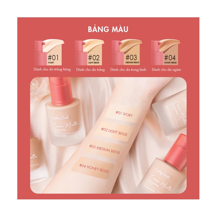 Cathy doll Kem nền Cover mattle foundation SPF 15 PA+++ 3