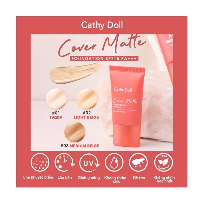 Cathy doll Kem nền Cover mattle foundation SPF 15 PA+++ 5