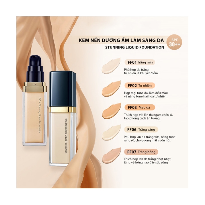 FOX Kem nền Stunning Liquid Foundation dưỡng ẩm làm sáng da SPF 30++ (30ml) 3