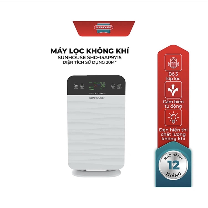 Máy lọc không khí SUNHOUSE SHD-15AP9715 (40W) - Hàng chính hãng….. 3