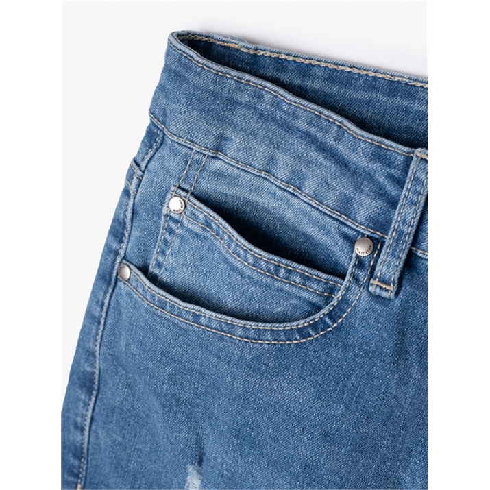 QUẦN JEANS RÁCH THÊU CHÉO FORM REGULAR QJ075 MÀU XANH 3