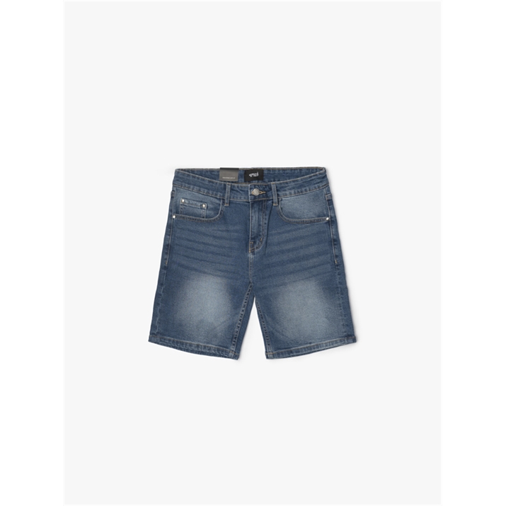 QUẦN SHORT JEANS THÊU WAVE FORM REGULAR QS043 MÀU XANH BIỂN ĐẬM 1